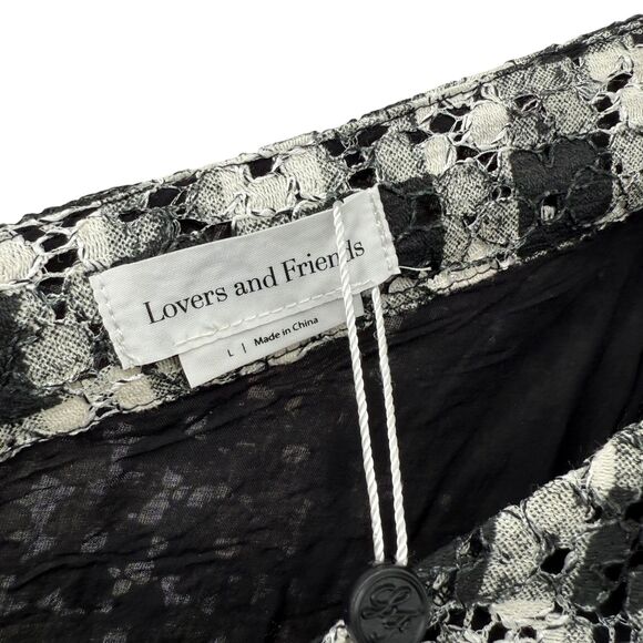 Lovers + Friends One Shoulder Mini Dress LARGE Seana Black Ruffle Eyelet Revolve - Picture 6 of 12